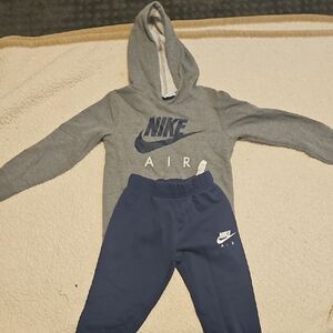 Nike Kids Gray Hoodie and Navy Joggers Set